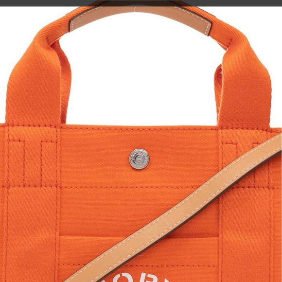New with tags: Tory Burch Orange Canvas Tote Bag with strap - Picture 2 of 8